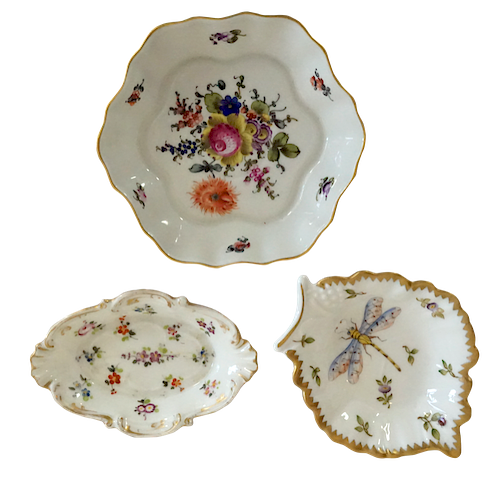 Three Porcelain Floral Dishes 