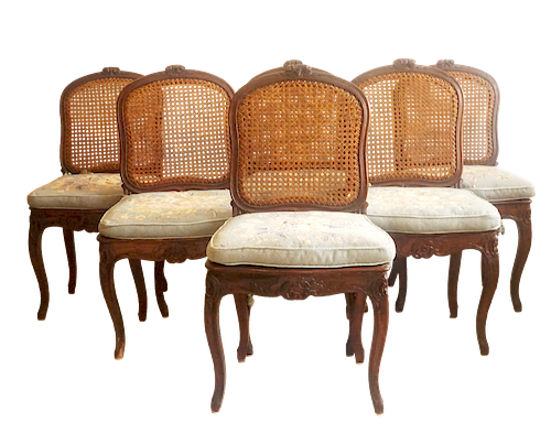 Six Louis XV Caned Dining Chairs