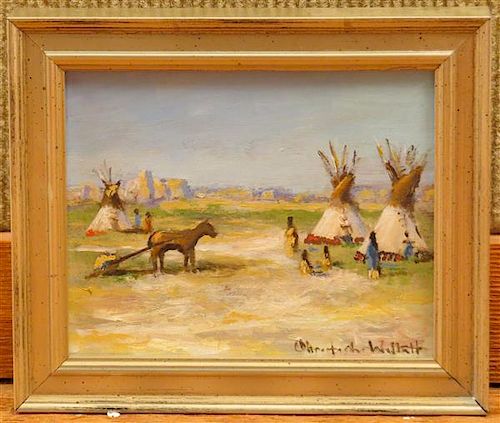 Christopher Willett Oil American Indian Camp Landscape Painting