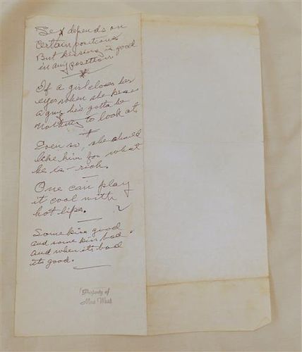 Mae West  Hand Written Notes Letter Autograph