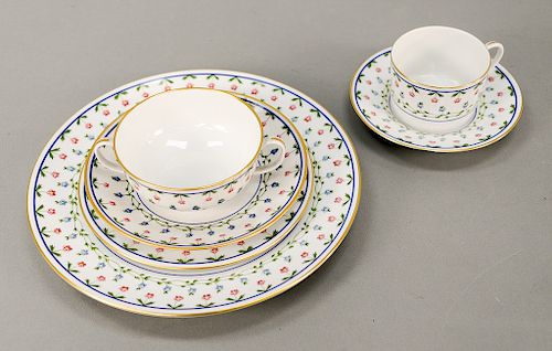 Raynaud Limoges 65 piece Ceralene porcelain dinner set, setting for 7 plus extras, marked A. Raynaud et Cie Limoges France to includ...