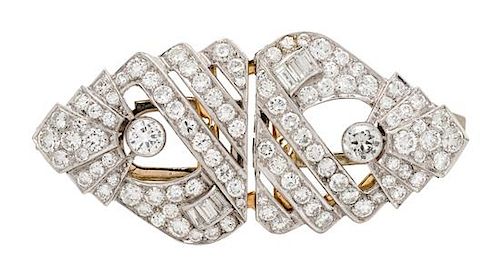A Platinum and Diamond Double Clip Brooch, 14.50 dwts.