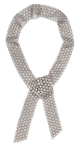An 18 Karat White Gold and Diamond Scarf Necklace, Italian, 98.30 dwts.