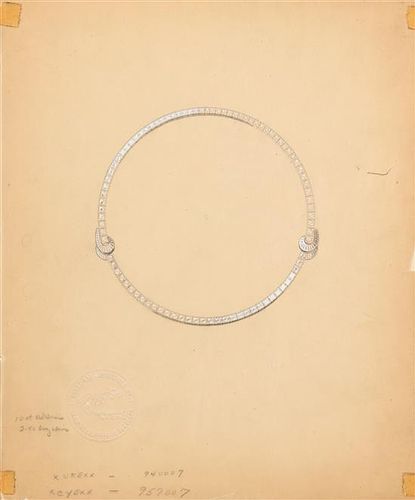 A Collection of Original Gouache on Paper Jewelry Designs for Trabert & Hoeffer,