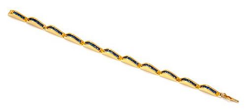 An 18 Karat Yellow Gold and Sapphire Bracelet, Lagos, 16.40 dwts.