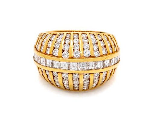 An 18 Karat Yellow Gold and Diamond Bombe Ring, 9.20 dwts.