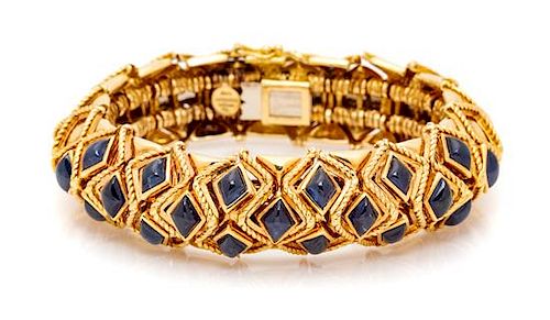 An 18 Karat Yellow Gold and Sapphire Bracelet, Sabbadini, 70.40 dwts.