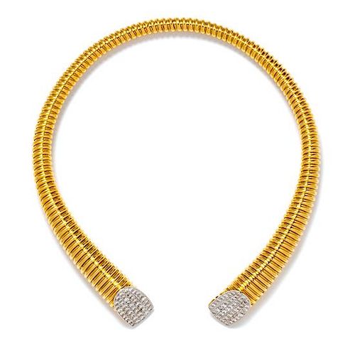 An 18 Karat Bicolor Gold and Diamond Tubogas Collar Necklace, Micheletto, 54.40 dwts.