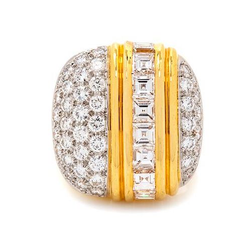 An 18 Karat Yellow Gold, Platinum and Diamond Ring, Montreaux, 9.00 dwts.