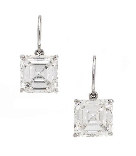 A Pair of Platinum and Diamond Earrings,