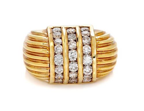 A 14 Karat Yellow Gold and Diamond Ring, 8.60 dwts.