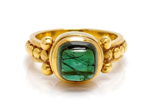 An 18 Karat Yellow Gold and Green Tourmaline Ring, Marlene Stowe, 5.30 dwts.
