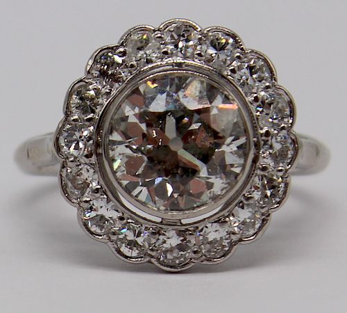 JEWELRY. GIA 2.34ct Diamond and Platinum Ring.