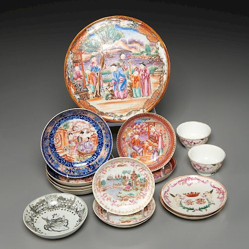 (14) Chinese Export famille rose dishes