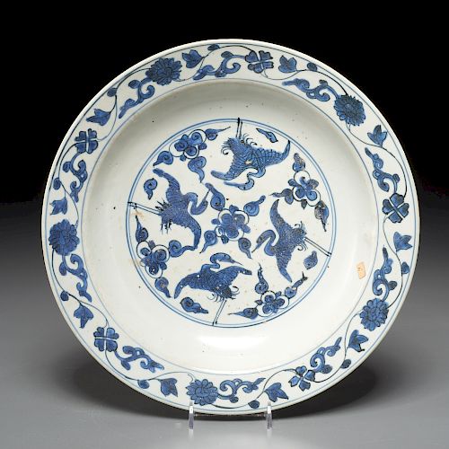 Large Ming era blue and white bowl, ex-museum