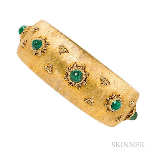 18kt Gold and Emerald Cuff Bracelet, Buccellati