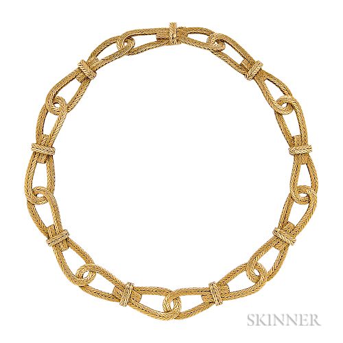 18kt Gold Necklace, Gianmaria Buccellati, Italy, designed as a finely engraved ropework collar, 68.9 dwt, lg. 17 1/2 in., French maker
