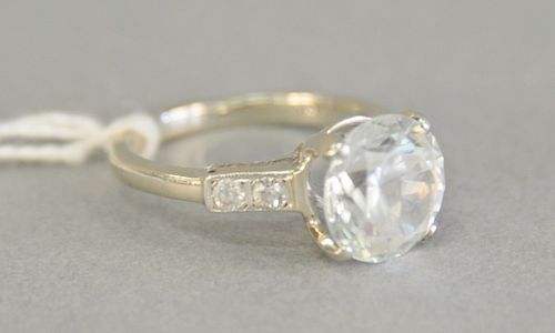 14 karat white gold ring, set with large zirconia, size 7, 4.9 grams.