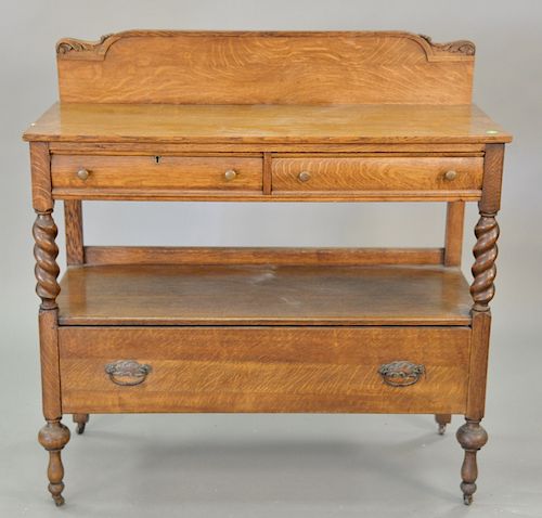 Victorian oak server with drawer. ht. 45 1/2 in., top: 18" x 44"