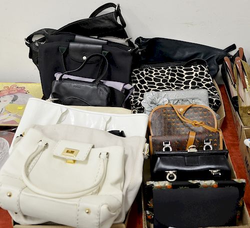 Group of twenty handbags and purses to include Celine, Yamamoto, Koret, Escada, Kate Spade, Alfani, and Longchamp. largest: ht. 11 i...