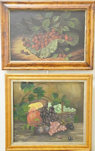 Group of eight framed still life paintings to include two 19th century, basket of strawberries, three still life of fruit in bowls, ...