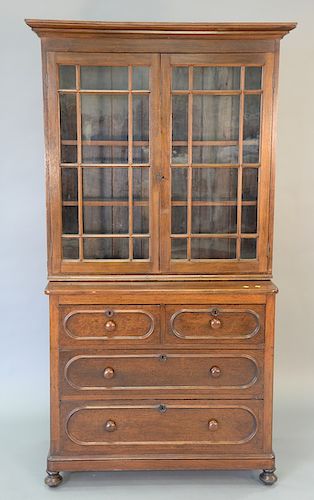 Victorian walnut chest with two door top. ht. 78 in., wd. 40 in.