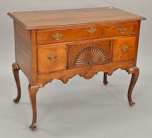 Queen Anne highboy base (now lowboy) with large shell carving, 18th century. ht. 34 in., wd. 42 in.