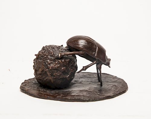 Terry Owen Mathews Dung Beetle Bronze Sculpture