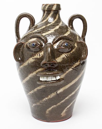 Walter Fleming Folk Art Pottery Face Jug