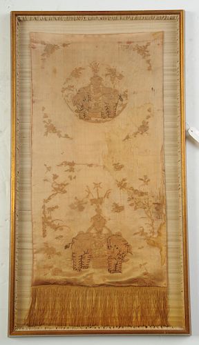 Chinese Silk Embroidered Panel with Elephants