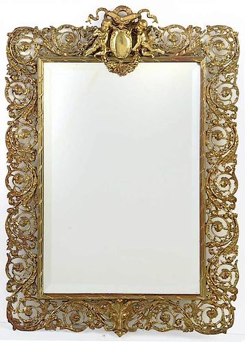 Renaissance Style Figural Brass Mirror