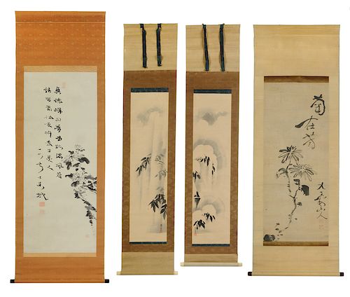 Four Japanese Scrolls, Chrysanthemum, Bamboo