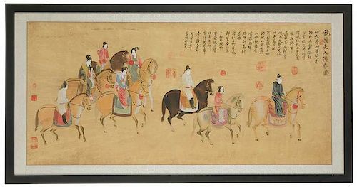 Chinese Scroll With Traveling Procession