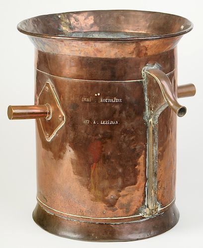 Signed French Copper Wine Vat