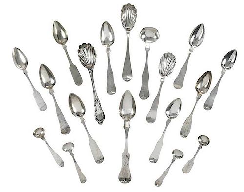 Eighteen Pieces Coin Silver Spoons