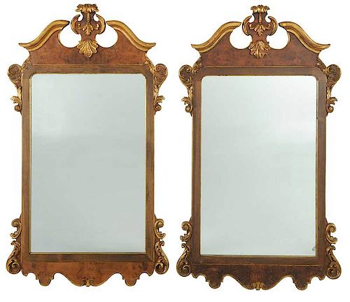Pair Chippendale Style Parcel Gilt Mirrors
