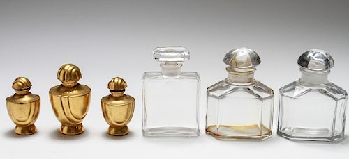 Art Deco Gold-Tone & Baccarat Perfume Bottles, 6