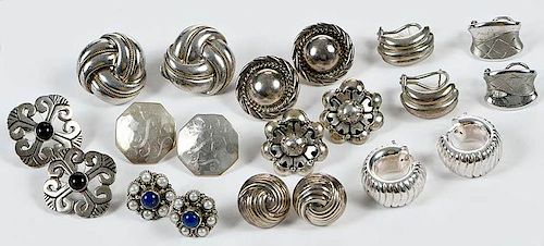 Ten Pairs Sterling Silver Earrings