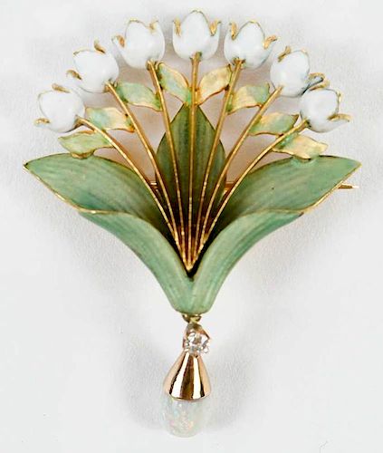 Art Nouveau Flower Brooch