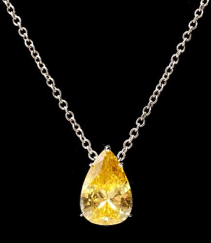 Gold-Tone Pear-Cut Cubic Zirconia Pendant Necklace
