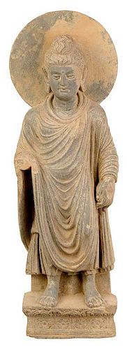Carved Schist Figural Buddha