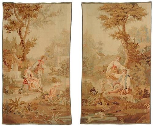 Two Aubusson Romantic Scene Tapestries