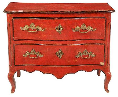 Italian Baroque Red Painted Commode