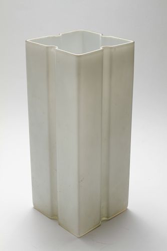 Modern White Cased Glass Umbrella Stand / Vase