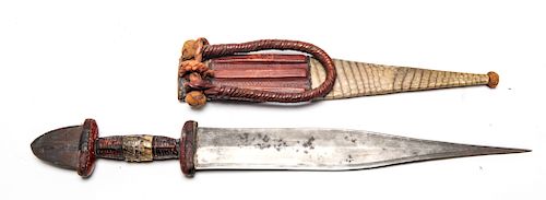 Lizard & Leather Handled Steel Dagger & Sheath