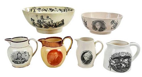 Six Historic Transfer Decorated Wares