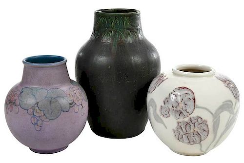 Three Rookwood Vases, Hentschel, Jones, Holkamp