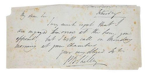 Percy Bysshe Shelley Signed Letter, Adonais Book