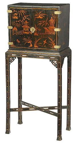 Chinese Lacquered Cabinet on Stand
