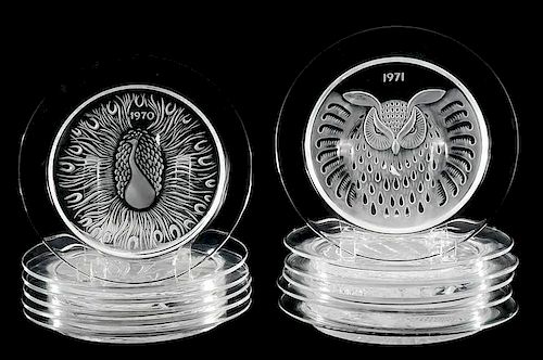 12 Lalique Annual Glass Plates